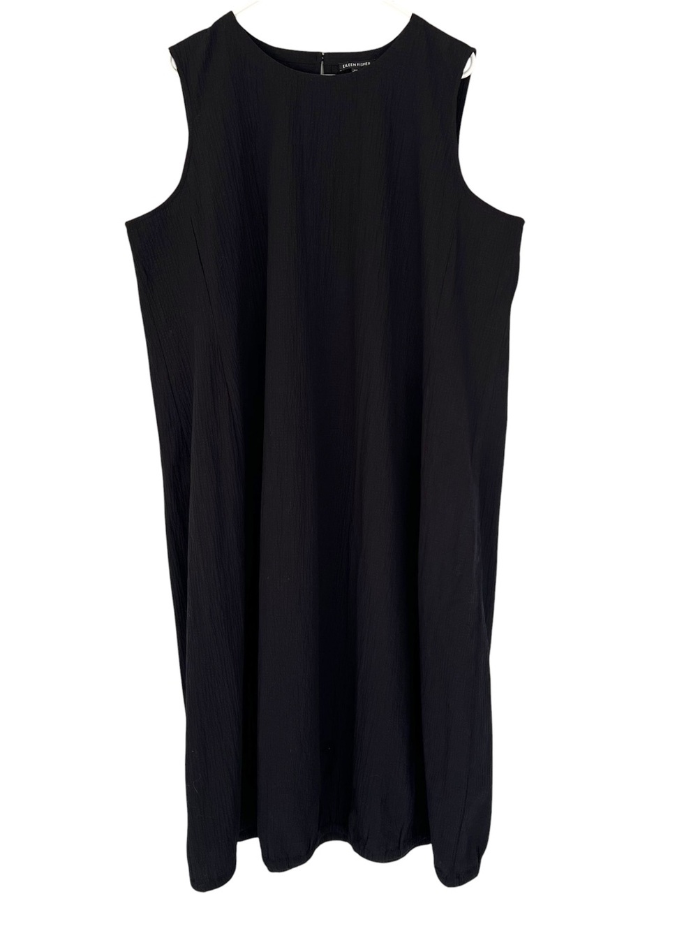 Eileen Fisher Organic Cotton Pucker Lantern Dress Black Size 2X Lagenlook - Picture 2 of 8
